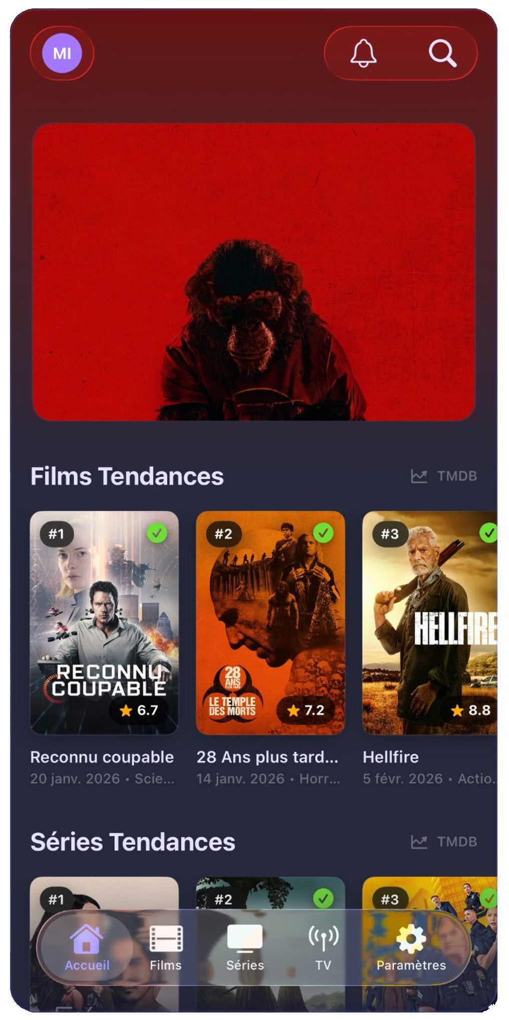 Aperçu de l'application Fluid IPTV sur iPhone